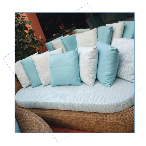 sofa exterior azul turquesq
